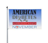 Bandiera decorativa da 3 x 5 piedi per il mese di sensibilizzazione sul diabete di novembre, bandiera bifacciale per esterni/interni, nera