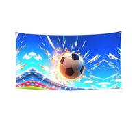 Bandiera decorativa da appendere a forma di pallone da calcio volante, di grandi dimensioni, 178 x 88,9 cm, per feste di Natale, feste di compleanno