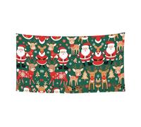 Bandiera decorativa da appendere con Babbo Natale e cervo di Natale - (oversize 178 x 88,9 cm) festa di Natale, festa di compleanno banner festivo,