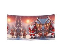 Bandiera decorativa da appendere con Babbo Natale invernale - (oversize 178 x 88,9 cm) festa di Natale, festa di compleanno, striscione festivo,