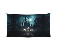 Bandiera decorativa da appendere con il fantasma nella notte, (oversize 178 x 88,9 cm) per festa di Natale, festa di compleanno, festa di compleanno, festone