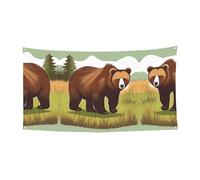 Bandiera decorativa da appendere con orso bruno che cammina - 178 x 88,9 cm