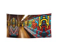 Bandiera decorativa da appendere della metropolitana dipinta - (oversize 178 x 88,9 cm) festa di Natale, festa di compleanno banner festivo,