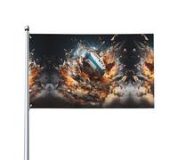 Bandiera decorativa da esterno con rugby on fire (0,9 x 1,5 m), resistente allo sbiadimento, bandiera per matrimoni e anniversari all'aperto