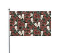 Bandiera decorativa da esterno in stile country western con rose, cowboy e ossa di mucca, 3x5 piedi, bandiera in poliestere monofacciale, occhielli in metallo, molla a mano