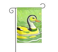 Bandiera decorativa da giardino, 30,5 x 45,7 cm, piccola bandiera da giardino, bandiera da giardino con anatra verde invernale natalizia all'aperto