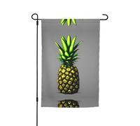 Bandiera decorativa da giardino con ananas in stile cartone animato, 30,5 x 45,7 cm, 100% fibra di poliestere, tessuto spesso, universale per tutte le stagioni