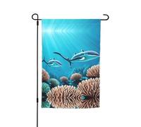 Bandiera decorativa da giardino con balene di mare profondo, 30,5 x 45,7 cm, 100% fibra di poliestere, tessuto spesso, universale per tutte le stagioni