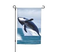 Bandiera decorativa da giardino con balene in mare, 30,5 x 45,7 cm, antirughe e anti-sbiadimento, adatta per giardino, cortile, prato, balcone