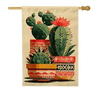 Bandiera decorativa da giardino con cactus del sud-ovest con motivo tribale, decorazione decorativa per esterni, decorazione esterna su entrambi i lati, verde, 71 x 101 cm