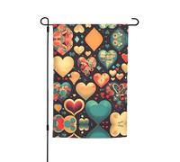Bandiera decorativa da giardino con cuori colorati, 30,5 x 45,7 cm, antirughe e anti-sbiadimento, adatta per giardino, cortile, prato, balcone