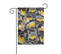 Bandiera decorativa da giardino con escavatore, trattore, veicolo da costruzione, bulldozer, camion, per esterni, patio, feste (30,5 x 45,7 cm)