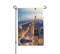 Bandiera decorativa da giardino con immagine della città notturna su entrambi i lati, 71 x 102 cm, per tutte le stagioni, per veranda, patio e giardino