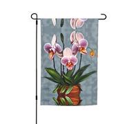 Bandiera decorativa da giardino con orchidee fiorite, 30,5 x 45,7 cm, antirughe e anti-sbiadimento, adatta per giardino, cortile, prato, balcone