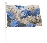 Bandiera decorativa da giardino con ortensie, margherite e farfalle, 119,4 x 177,8 cm, stampa su entrambi i lati, non sbiadisce, con occhielli in ottone da appendere, sfondo fotografico per interni ed