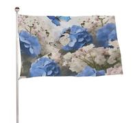 Bandiera decorativa da giardino con ortensie, margherite, farfalle, 152,4 x 243,8 cm, stampa su entrambi i lati, bandiera decorativa da giardino, non sbiadisce, con occhielli in ottone, sfondo