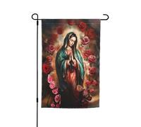 Bandiera decorativa da giardino con rose della Madonna di Guadalupe, bifacciale, per patio esterno, 12x18 pollici.