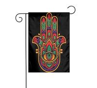 Bandiera decorativa da giardino con simbolo della cultura ebraica, simbolo bohémien, occhio di fatima, per esterni, patio, feste (30,5 x 45,7 cm).