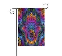 Bandiera decorativa da giardino con simbolo della cultura ebraica, simbolo bohémien, occhio di fatima, per esterni, patio, feste (30,5 x 45,7 cm).