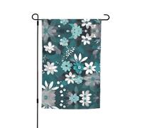 Bandiera decorativa da giardino floreale grigio e bianco, 30,5 x 45,7 cm, antirughe e anti-sbiadimento, adatta per giardino, cortile, prato, balcone