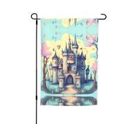 Bandiera decorativa da giardino stampata con castello delle fiabe, 30,5 x 45,7 cm, bandiera da cortile per patio, balcone, cortile, prato