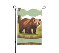 Bandiera decorativa da giardino stampata con orso bruno, 30,5 x 45,7 cm, bandiera da cortile per patio, balcone, cortile, prato