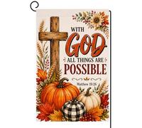 Bandiera Decorativa Fall With God All Things Possible Cross Bandiera | all'aperto barca 30x45cm Bandiera da Giardino Divertente,Deluxe,Personalizzata,Durevole,Resistente Alle