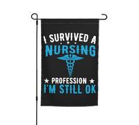 Bandiera Decorativa I Survived A Nursing Profeession I'M Still Ok Appendere Bandiera Di Benvenuto Robuste Decorazioni Da Esterno Per Balcone Celebrazioni Patio 12X18 Inch
