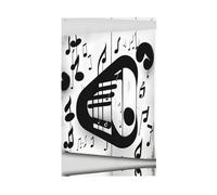 Bandiera decorativa in bianco e nero con note musicali, per tutte le stagioni, stampa su un solo lato, per interni ed esterni, display trasparente