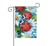 Bandiera Decorativa Ladybugs On The Flower Petals Con 2 Occhielli Bandiera Pace Doppia Faccia Segnali Da Giardino Per Patio La Casa Festa 12X18 Inch