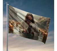 Bandiera decorativa per bar sportiva, motivo: Gesù e gatti nell'acqua, per camera da letto (60 x 90 cm)