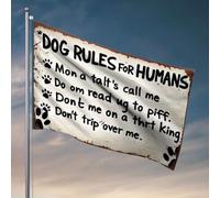 Bandiera decorativa per bar sportivi, regole del cane, per gli esseri umani, per dormitori, decorazioni da cortile (60 x 90 cm)