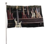 Bandiera decorativa per chitarra e basso, strumenti musicali, 89 x 150 cm, stampa su entrambi i lati, bandiera decorativa da giardino, non sbiadisce, con occhielli in ottone, sfondo fotografico da