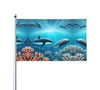 Bandiera decorativa per esterni con balene sotto il mare (0,9 x 1,5 m), resistente allo sbiadimento, bandiera per matrimoni e anniversari all'aperto