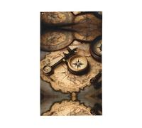 Bandiera decorativa per esterni con bussola e vecchia mappa del mondo, per giardino, patio, cassetta postale, veranda