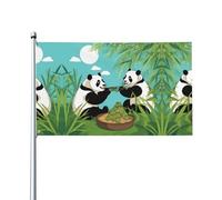 Bandiera decorativa per esterni con due simpatici panda grandi (0,9 x 1,5 m), resistente allo sbiadimento, bandiera per matrimoni e anniversari all'aperto