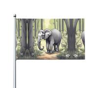 Bandiera decorativa per esterni con elefante che cammina (0,9 x 1,5 m), bandiera durevole che non sbiadisce, bandiera per anniversario di matrimonio all'aperto