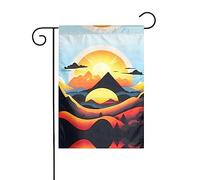 Bandiera decorativa per esterni con montagna all'alba, bandiera da appendere al giardino, piccola bandiera da giardino, bandiera invernale natalizia per esterni, 30,5 x 45,7 cm