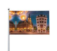 Bandiera decorativa per esterni con motivo di strada rossa fiammeggiante (0,9 x 1,5 m), resistente allo sbiadimento, bandiera per matrimoni e anniversari all'aperto