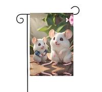 Bandiera decorativa per esterni con ratti e madri e figli, da appendere al giardino, piccola bandiera da giardino, bandiera invernale natalizia per esterni, 30,5 x 45,7 cm
