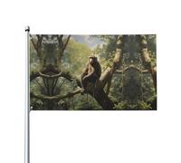 Bandiera decorativa per esterni con scimmia seduta su un albero (0,9 x 1,5 m), resistente allo sbiadimento, bandiera per matrimoni e anniversari all'aperto