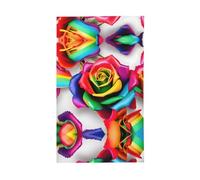 Bandiera decorativa per esterni con stampa di rose arcobaleno, per tutte le stagioni, modello su un solo lato, per cortile, portico, patio