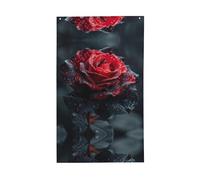 Bandiera decorativa per esterni con stampa di rose rosse e nere, per tutte le stagioni, modello su un solo lato, per cortile, portico, patio