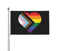 Bandiera decorativa per esterni LGBT arcobaleno e transgender Pride, 3x5 piedi, a forma di cuore