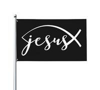 Bandiera decorativa per esterni premium a forma di pesce di Gesù per credenti cristiani - Colori vivaci, antivento e resistente all'acqua - Ideale per giardino ed eventi