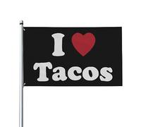 Bandiera decorativa per esterni Premium I Love Tacos, 9,1 x 1,5 m, colori vivaci, antivento e resistente all'acqua, ideale per giardino ed eventi.