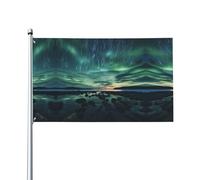Bandiera decorativa per esterni "Sea under the Aurora Borealis" (0,9 x 1,5 m), resistente e non sbiadisce, bandiera per matrimoni e anniversari all'aperto