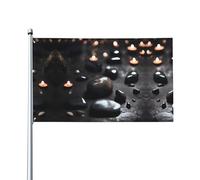 Bandiera decorativa per esterni stampata con cuore misterioso nero per decorazioni per feste al chiuso o all'aperto - 3 * 5 piedi