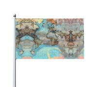 Bandiera decorativa per esterni stampata con mappa del mondo dei cartoni animati per decorazioni per feste al chiuso o all'aperto - 3 * 5 piedi
