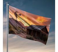 Bandiera decorativa per grotta del deserto al tramonto al vecchio mulino a vento, bandiera per stanza ragazzi Mancave accessori da uomo (30 x 45 cm)